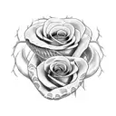 a snake wrapped around of a sword tongue out and roses full of thorns in the background tattoo design idea