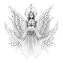 an angel with mechanical mechanical metal wings falling from the sky tattoo design idea