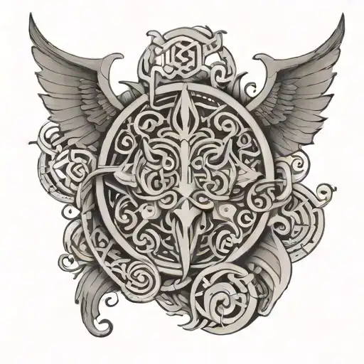 design a tattoo for a dad who has a son named "grey" and have it be influenced by norse theme  tattoo design idea
