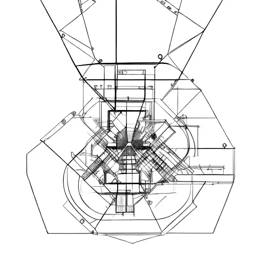 Blueprint-inspired steel design tattoo design idea