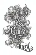 laura name font tattoo design idea