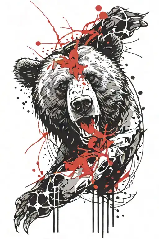 vicious bear head tattoo design idea