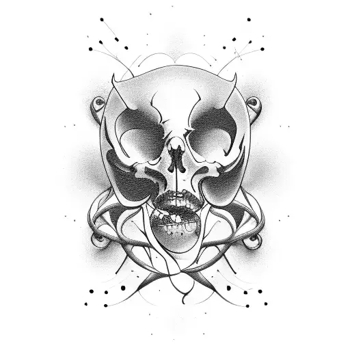 curved lines from pubic bone to hip to back tattoo design idea