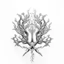 curved branching lines from pubic bone to hip to back tattoo design idea