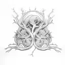 curved branching lines from pubic bone to hip to back tattoo design idea