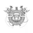Rat king in military uniform leading an army of rats tattoo design idea