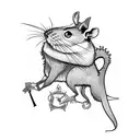 Rat king in military uniform leading an army of rats tattoo design idea