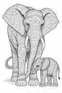 mandala elephant mom baby elephant tattoo design idea