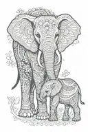 mandala elephant mom baby elephant tattoo design idea