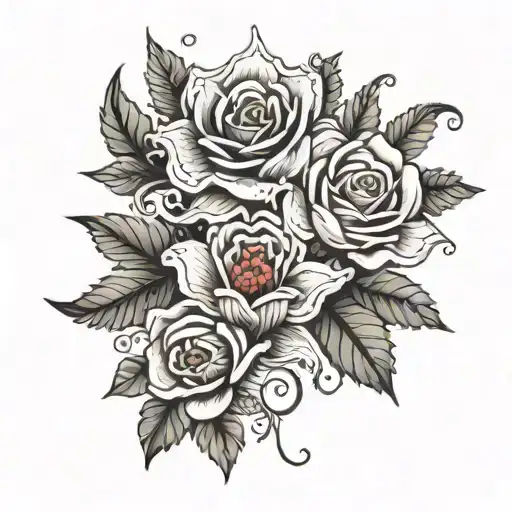 aaqeel hasan hidden name hidden within each other flowers tattoo design idea