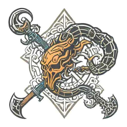 scorpio glyph and shiv trident tattoo design idea