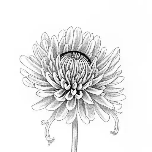 Chrysanthemum, blue jay, larkspur, carnation tattoo design idea