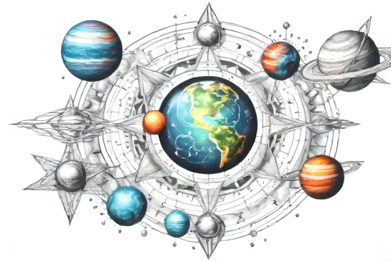 Chakra Planets Galaxy Universe HandOfGod tattoo design idea