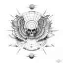 falling icarus lower arm tattoo with momento mori tattoo design idea