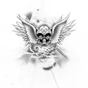 falling icarus lower arm tattoo with momento mori tattoo design idea