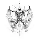 falling icarus lower arm tattoo with momento mori tattoo design idea