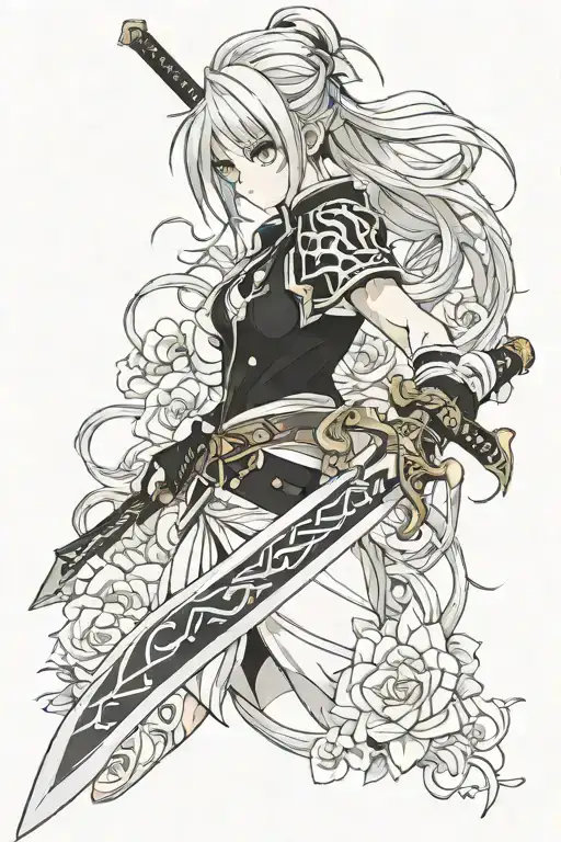 anime swords tattoo design idea