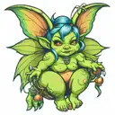 chubby fairy goblin girl tattoo design idea