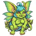 chubby fairy goblin girl tattoo design idea