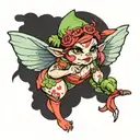 chubby fairy goblin pinup tattoo design idea