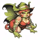 chubby fairy goblin pinup tattoo design idea