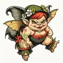 chubby fairy goblin pinup tattoo design idea