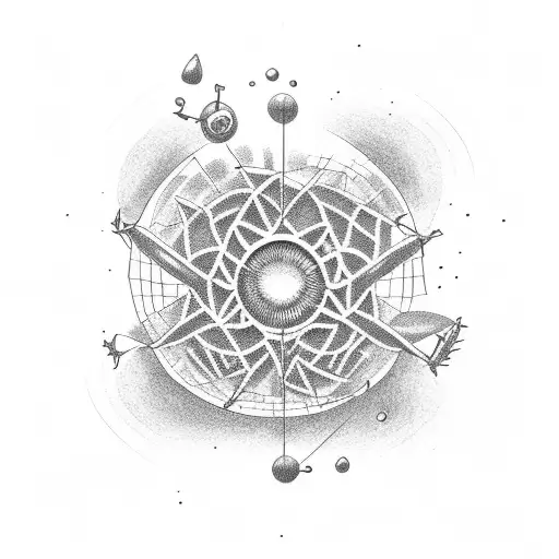 minimalist atomic atom  tattoo design idea