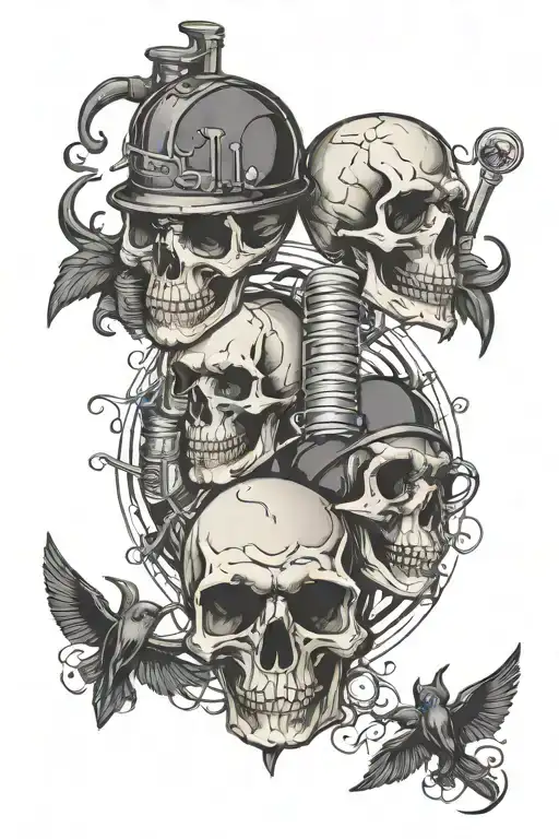 chemistry equipment skulls crows goth font est 1995 tattoo design idea