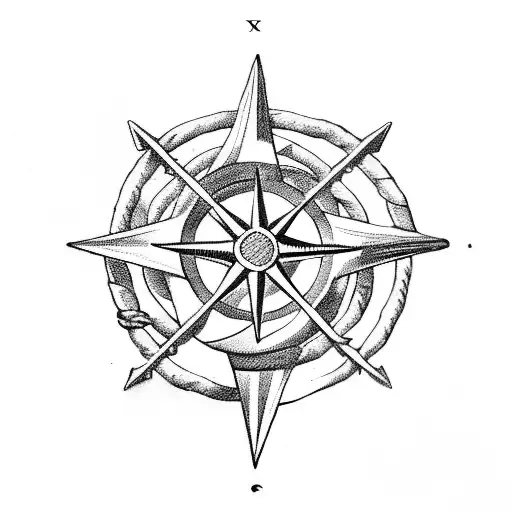 anchor compass rope caravacca cross tattoo design idea