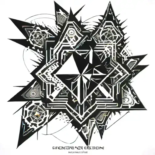 Long intertwined spikes kalidescope tattoo design idea