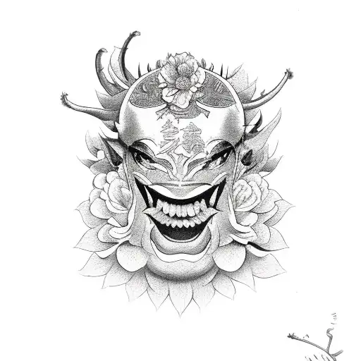 mascara hannya com flores de cerejeira  tattoo design idea