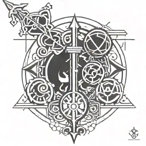 keyblade kingdom hearts, volleyball, music note intertwined tattoo design idea