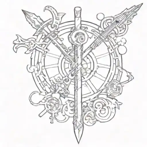 keyblade kingdom hearts, volleyball, music note intertwined tattoo design idea