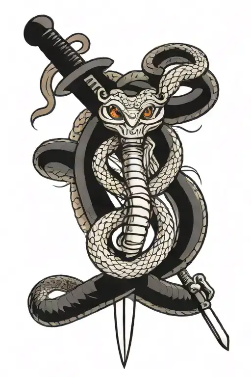 A sword with a snake coiled around it tattoo design idea