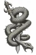 A sword with a snake coiled around it tattoo design idea