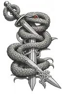 A sword with a snake coiled around it tattoo design idea