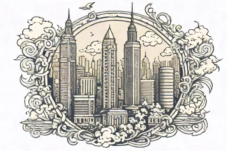 skyscrapers tattoo design idea