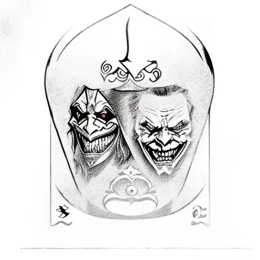 ace of spades and sitting joker on top tattoo design idea