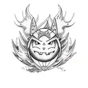 Halloween themed pokemon sleeve  tattoo design idea