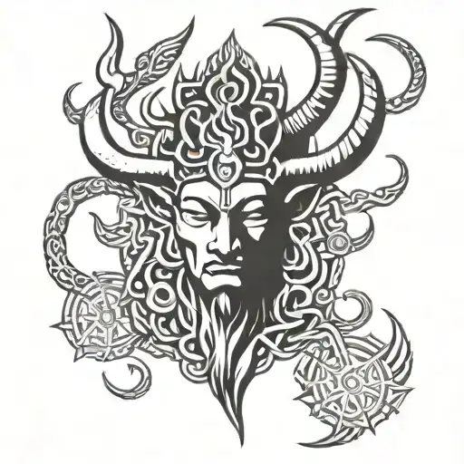 Trident with bull and third eye of lord shiva tattoo design idea