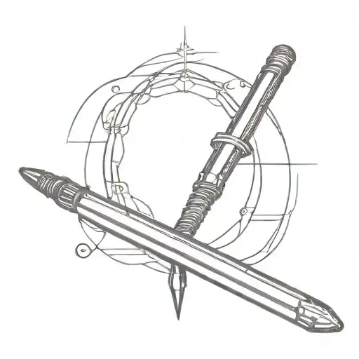 Anduril, Light saber, elder wand parallel to each other tattoo design idea