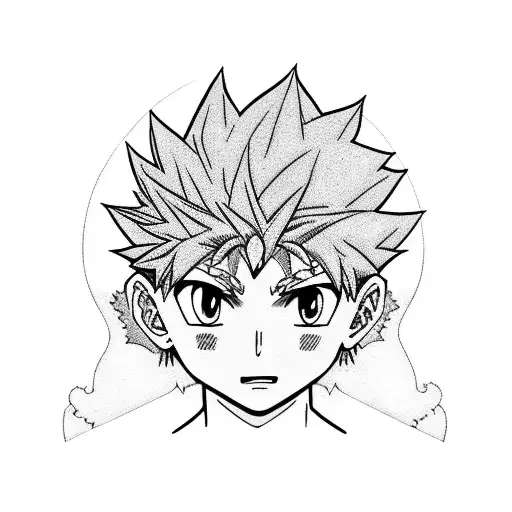 Killua from Hunter x Hunter blue thunder saying "Flores  tattoo design idea