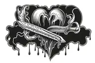 Knife stabbed into Heart tattoo design idea