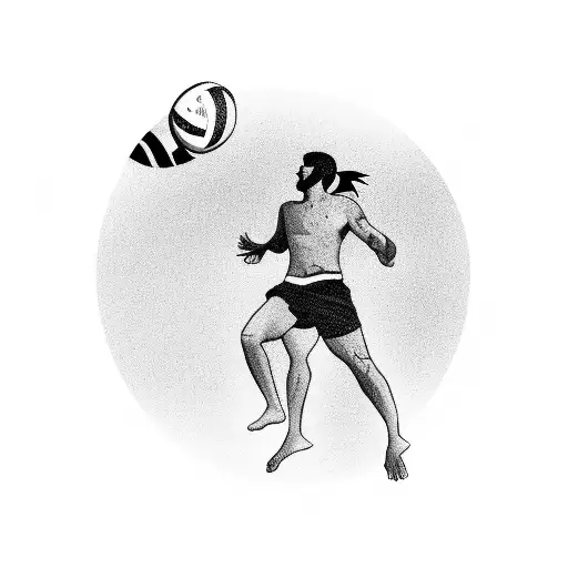 A silhouette of a person playing beach volleyball with the number 13 on their jersey tattoo design idea