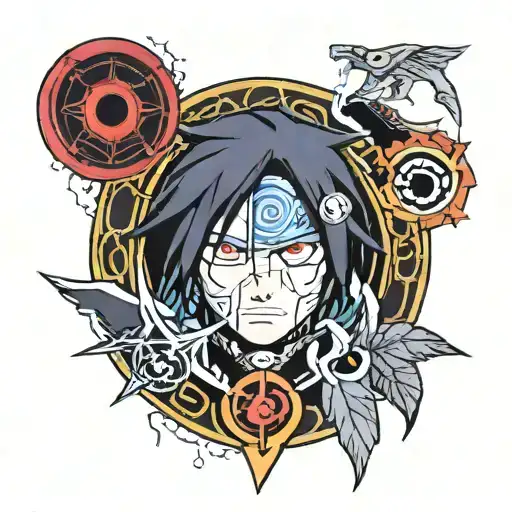 karuma naruta sasuke lightning sage mode sharingan eyes tattoo design idea