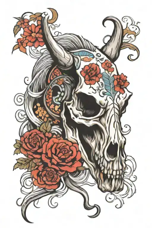 horse skull tattoo design idea