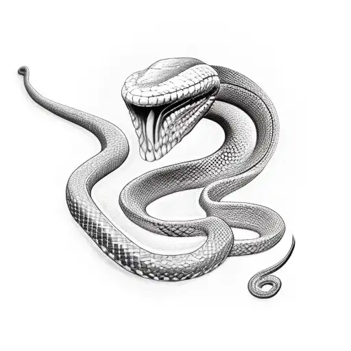 snake around a crow skull tattoo design idea