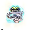 snake and crow skull tattoo design idea