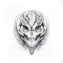 snake and crow skull tattoo design idea