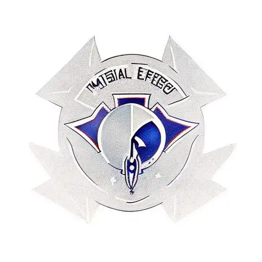 Traditional style tattoo of the Mass Effect logo with a controller tattoo design idea